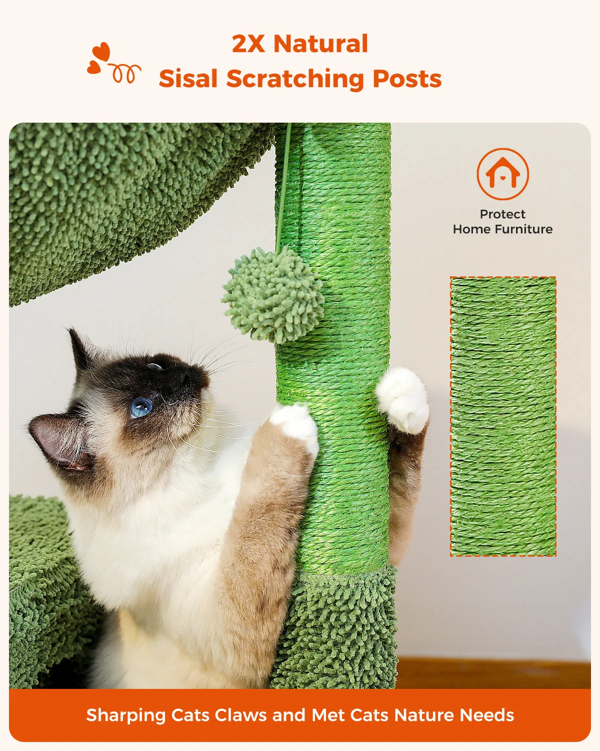 PAWZ Road Cactus 4 in 1 Sisal-Wrapped Cat Scratcher Tower