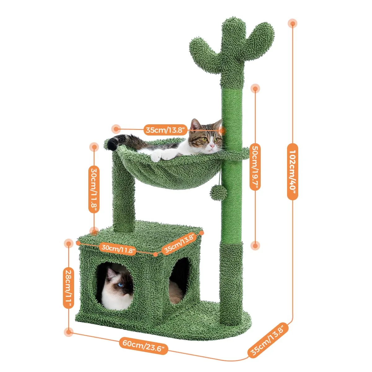 PAWZ Road Cactus 4 in 1 Sisal-Wrapped Cat Scratcher Tower