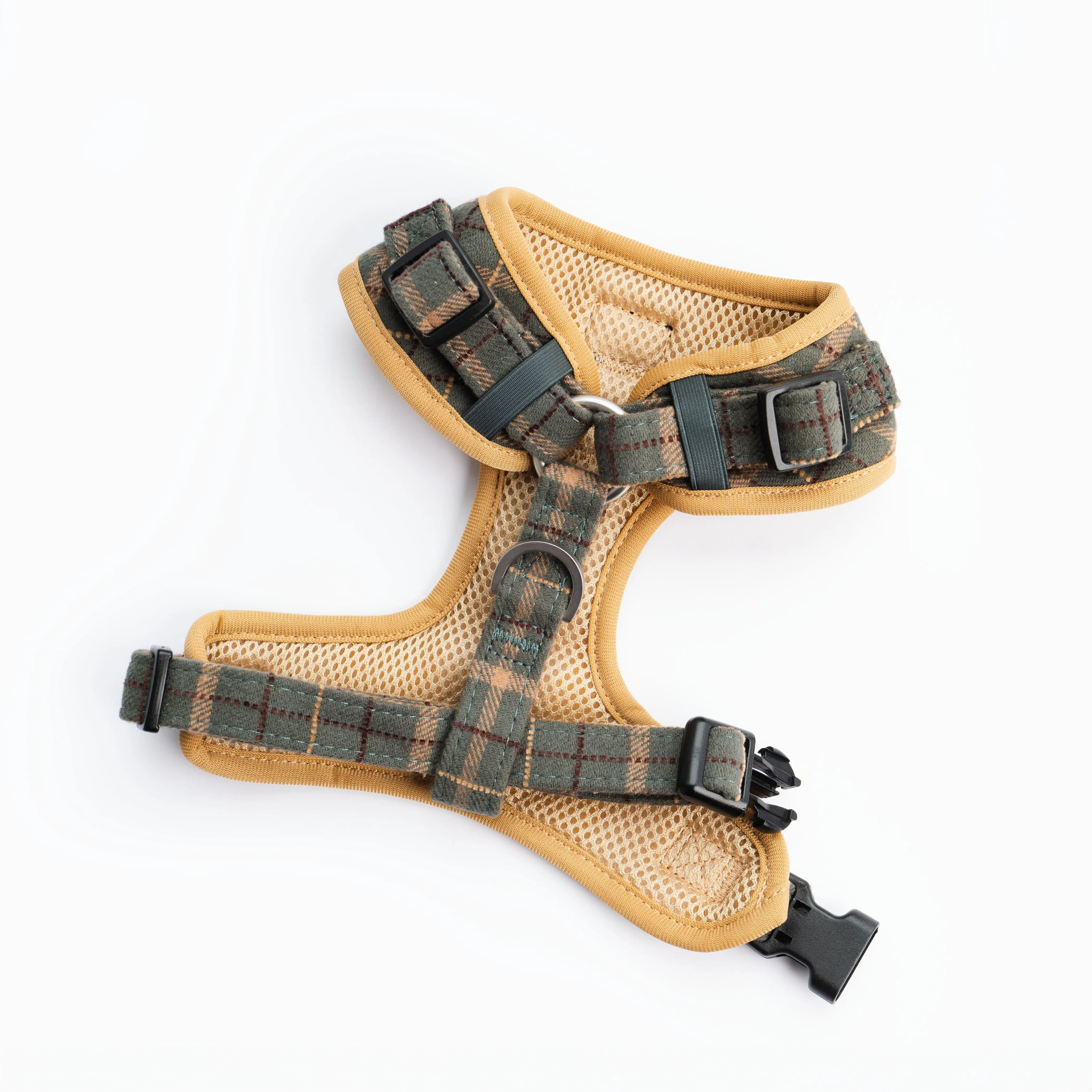 Pemble Adjustable Harness in Forest Green Plaid