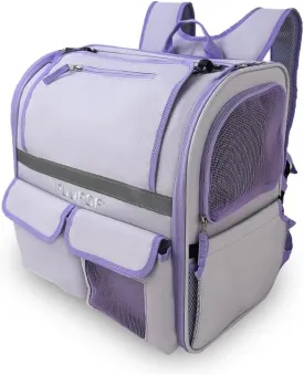 Pet Carrier Backpack with Adjustable Shoulder Strap (Purple)