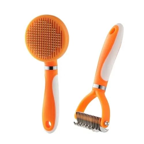 Pet Grooming Brush and Self Cleaning Slicker Brush