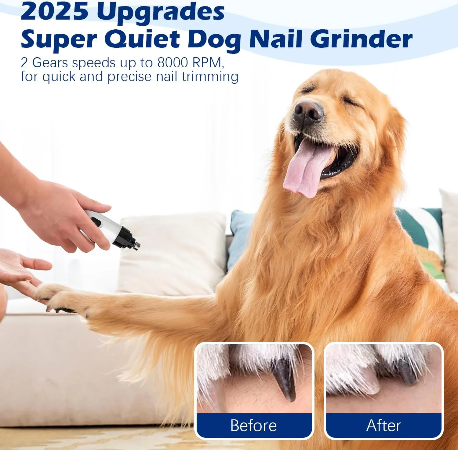 Pet Nail Grinder for Dogs, 2025 Upgrade Dog Nail Trimmer Dog Nail Grinder, Electric Dog Nail Clippers for Dog Nail Grinders Rechargeable, Pet Paws Grooming Tool (1)