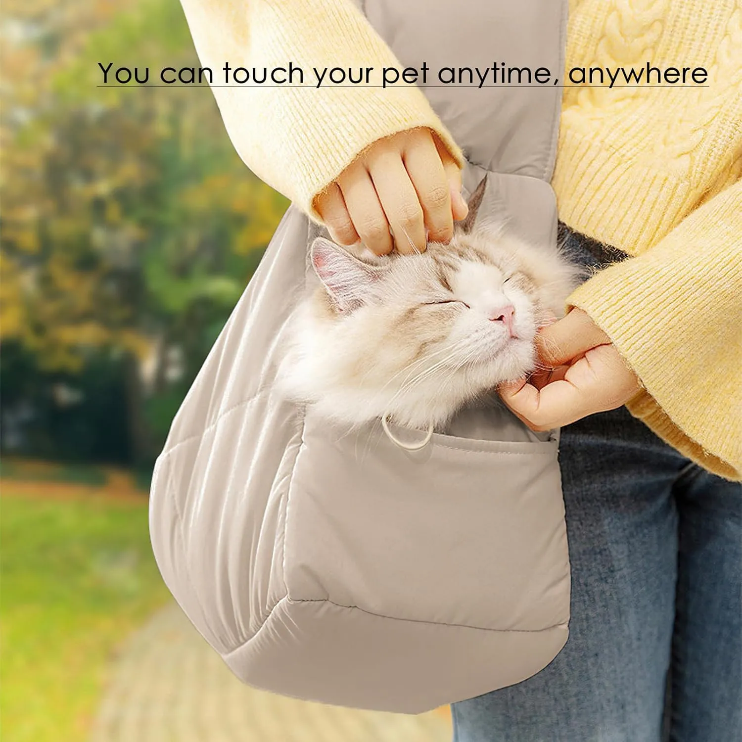 Pet Sling Carrier Soft Cat Carrying Bag with Support Pad Puppy Purse Carrier Adjustable Strap Travel Backpack for Small Dogs Kitten, Light Grey