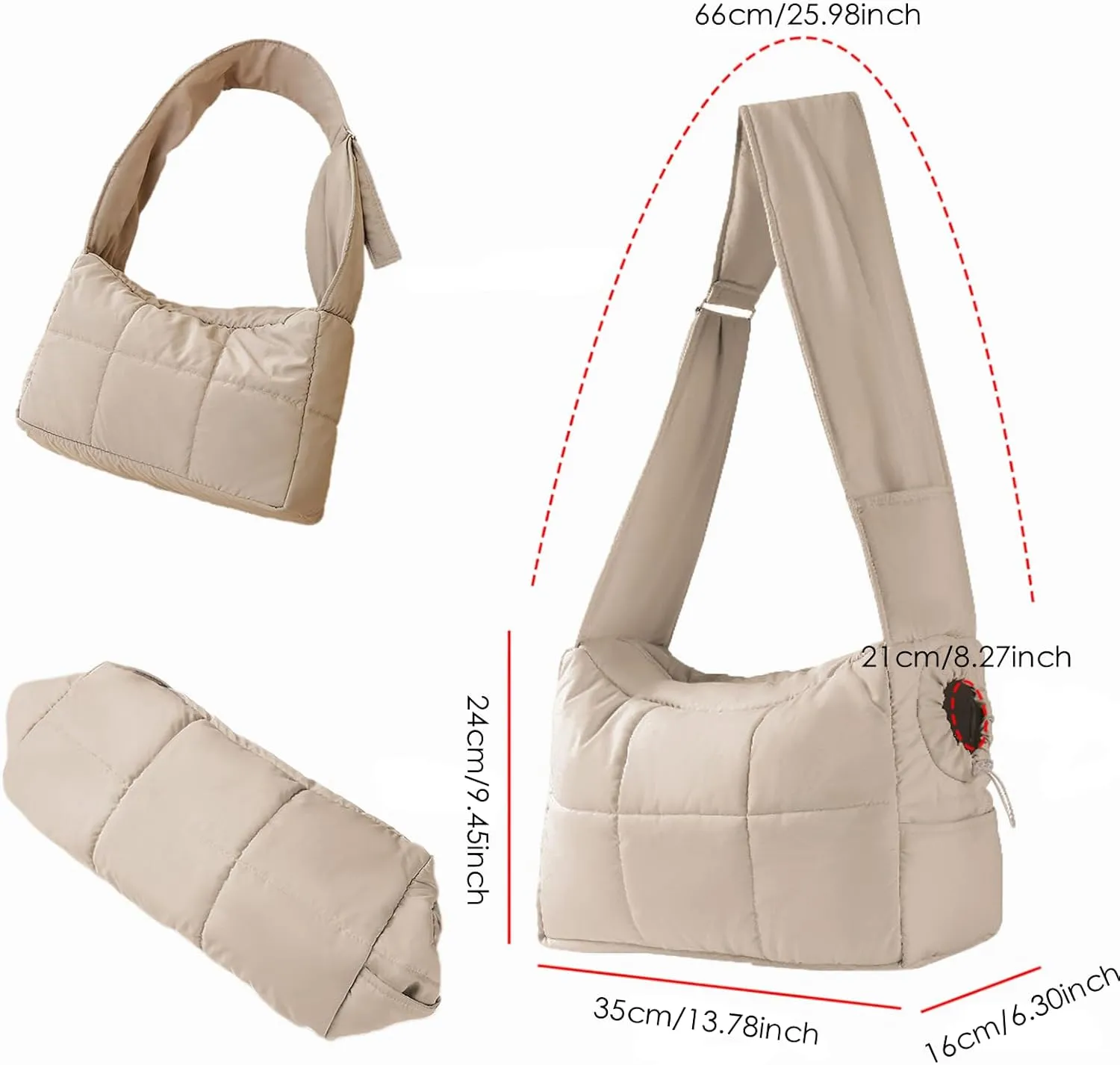 Pet Sling Carrier Soft Cat Carrying Bag with Support Pad Puppy Purse Carrier Adjustable Strap Travel Backpack for Small Dogs Kitten, Light Grey