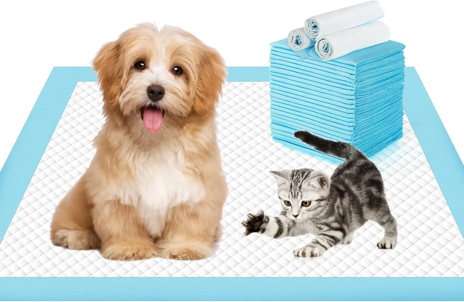 Pet Training Pads,Puppy Pee Pads 18"x24",Indoor Potty Pads for Small Dogs,Cats & Rabbits,Super Absorbent & Leak-Proof,Disposable Pet Pee Pads - Essential Dog Housebreaking Supplies(50 Count)
