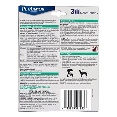 PetArmor for Dogs, Flea and Tick Treatment for Small Dogs (5-22 Pounds), Includes 3 Month Supply of Topical Flea Treatments