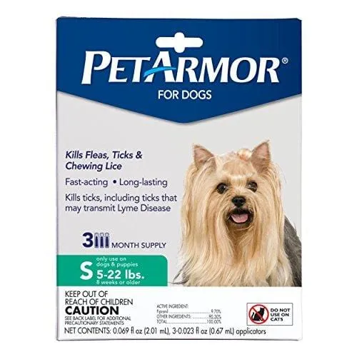 PetArmor for Dogs, Flea and Tick Treatment for Small Dogs (5-22 Pounds), Includes 3 Month Supply of Topical Flea Treatments