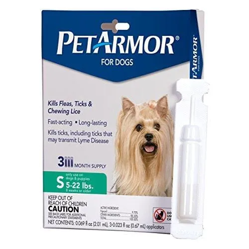 PetArmor for Dogs, Flea and Tick Treatment for Small Dogs (5-22 Pounds), Includes 3 Month Supply of Topical Flea Treatments