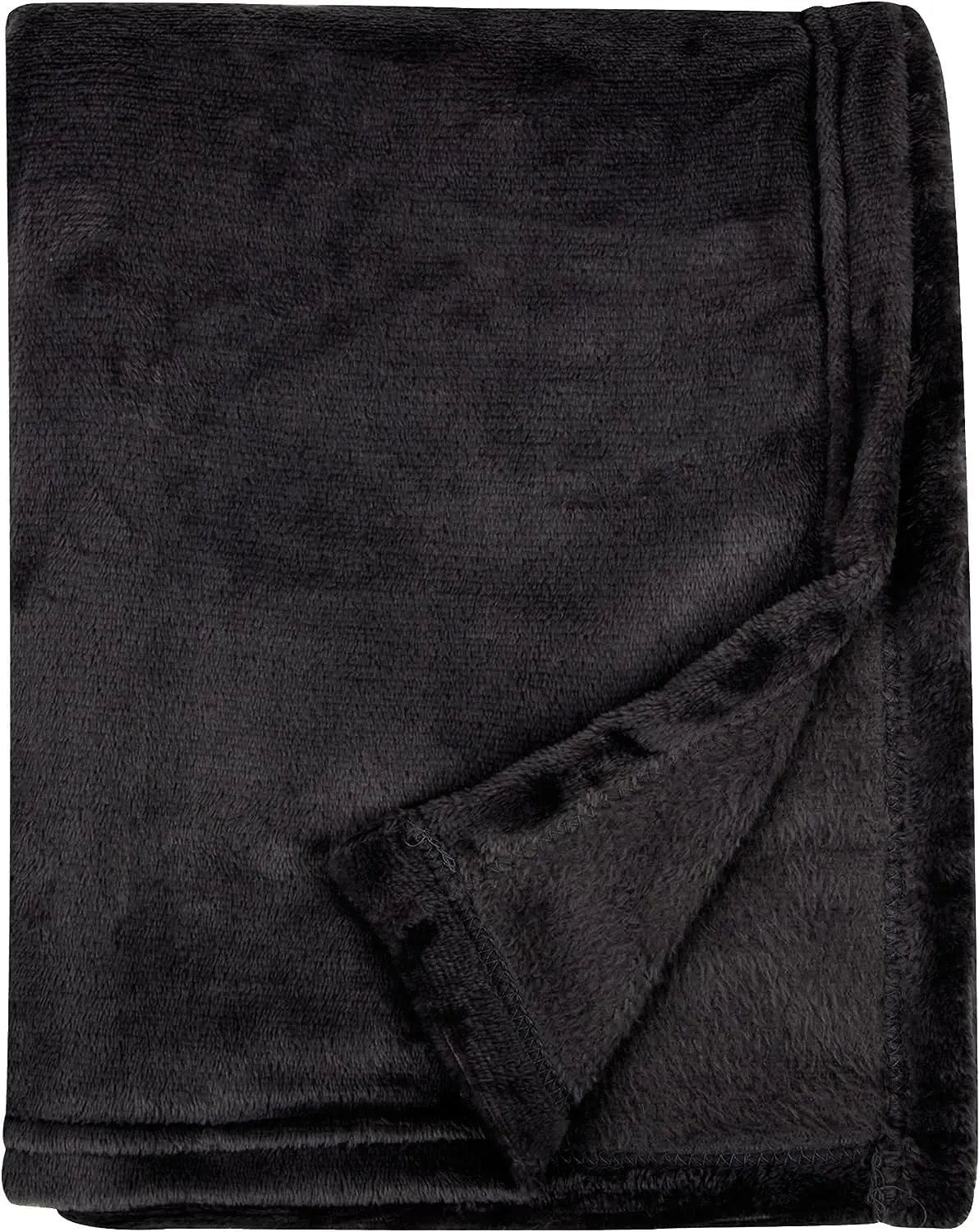 Polar Fleece Throw Blanket for Couch, Twin Bed, Chair, Kids, Adults, Pets 50x60 Soft Cozy Reversible Throw Blanket (Midnight Black)