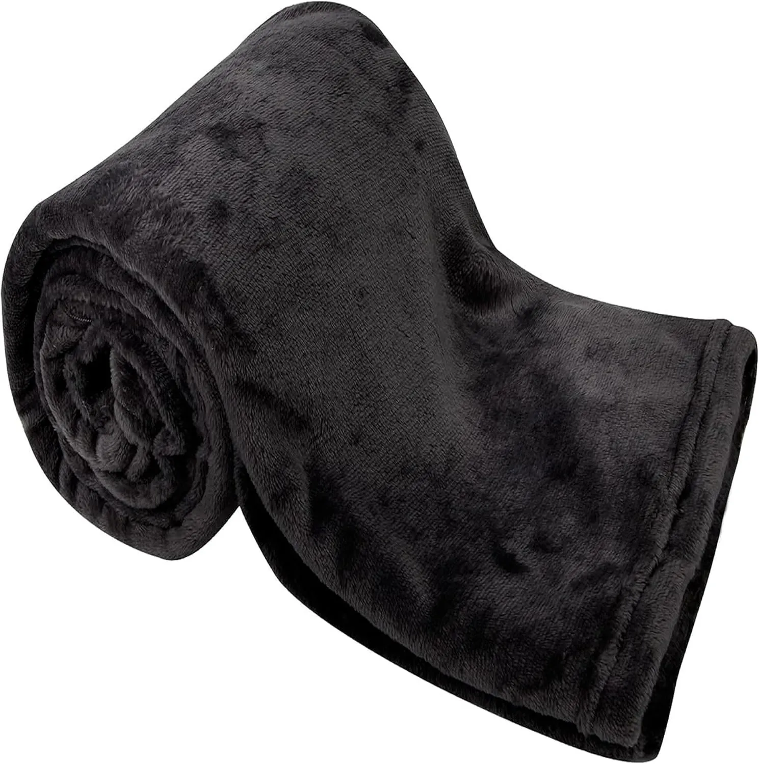 Polar Fleece Throw Blanket for Couch, Twin Bed, Chair, Kids, Adults, Pets 50x60 Soft Cozy Reversible Throw Blanket (Midnight Black)
