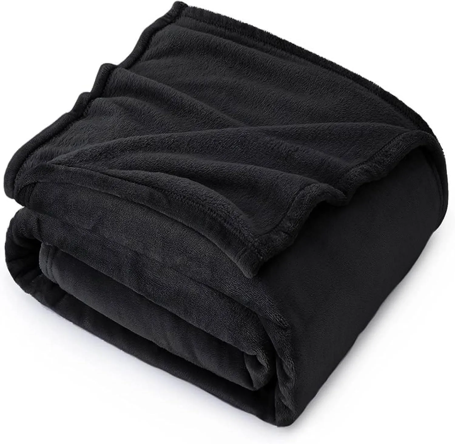 Polar Fleece Throw Blanket for Couch, Twin Bed, Chair, Kids, Adults, Pets 50x60 Soft Cozy Reversible Throw Blanket (Midnight Black)
