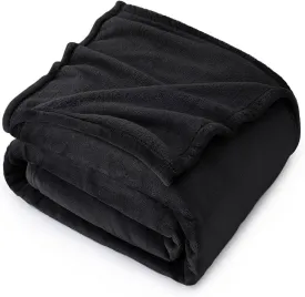 Polar Fleece Throw Blanket for Couch, Twin Bed, Chair, Kids, Adults, Pets 50x60 Soft Cozy Reversible Throw Blanket (Midnight Black)