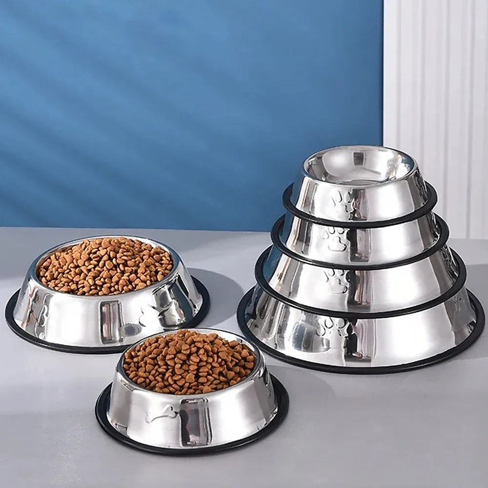 Premium Stainless Steel Pet Food Bowl with Non-Slip Rubber Base