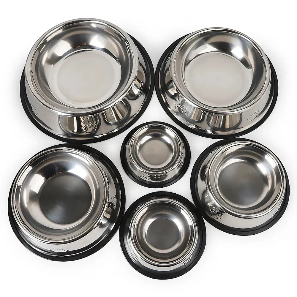 Premium Stainless Steel Pet Food Bowl with Non-Slip Rubber Base