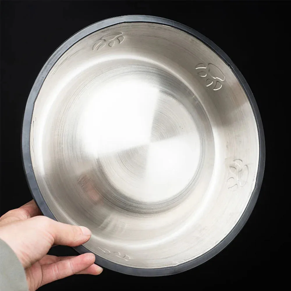 Premium Stainless Steel Pet Food Bowl with Non-Slip Rubber Base