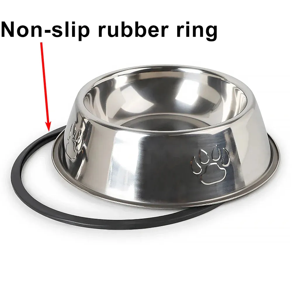 Premium Stainless Steel Pet Food Bowl with Non-Slip Rubber Base