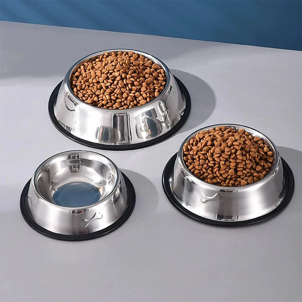 Premium Stainless Steel Pet Food Bowl with Non-Slip Rubber Base