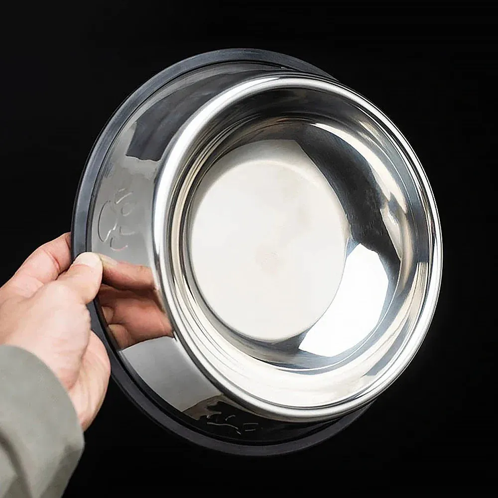 Premium Stainless Steel Pet Food Bowl with Non-Slip Rubber Base