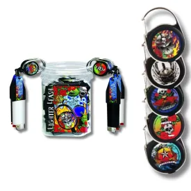 Premium Tattoo Series Lighter Leash - Retractable Holder (4-Pack, Assorted Designs)