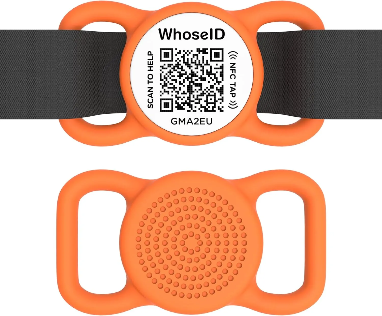 QR Code Dog Tag with NFC, Personalized Silicone Dog ID Tag, Modifiable Pet Online Profile, Multiple Emergency Contact, Scan QR Code Send Pet GPS Location Email (Regular, Orange)