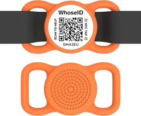 QR Code Dog Tag with NFC, Personalized Silicone Dog ID Tag, Modifiable Pet Online Profile, Multiple Emergency Contact, Scan QR Code Send Pet GPS Location Email (Regular, Orange)