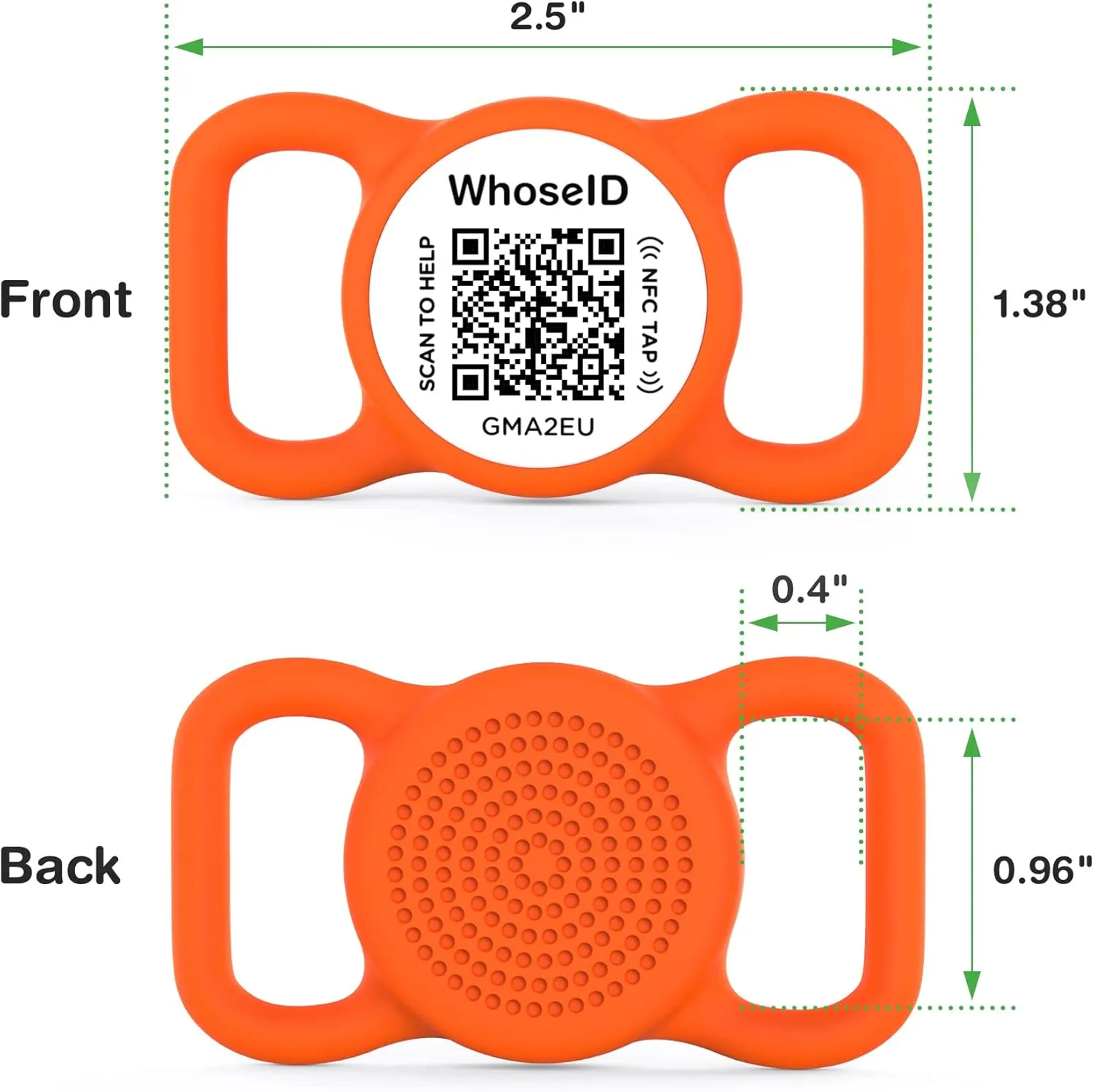 QR Code Dog Tag with NFC, Personalized Silicone Dog ID Tag, Modifiable Pet Online Profile, Multiple Emergency Contact, Scan QR Code Send Pet GPS Location Email (Regular, Orange)