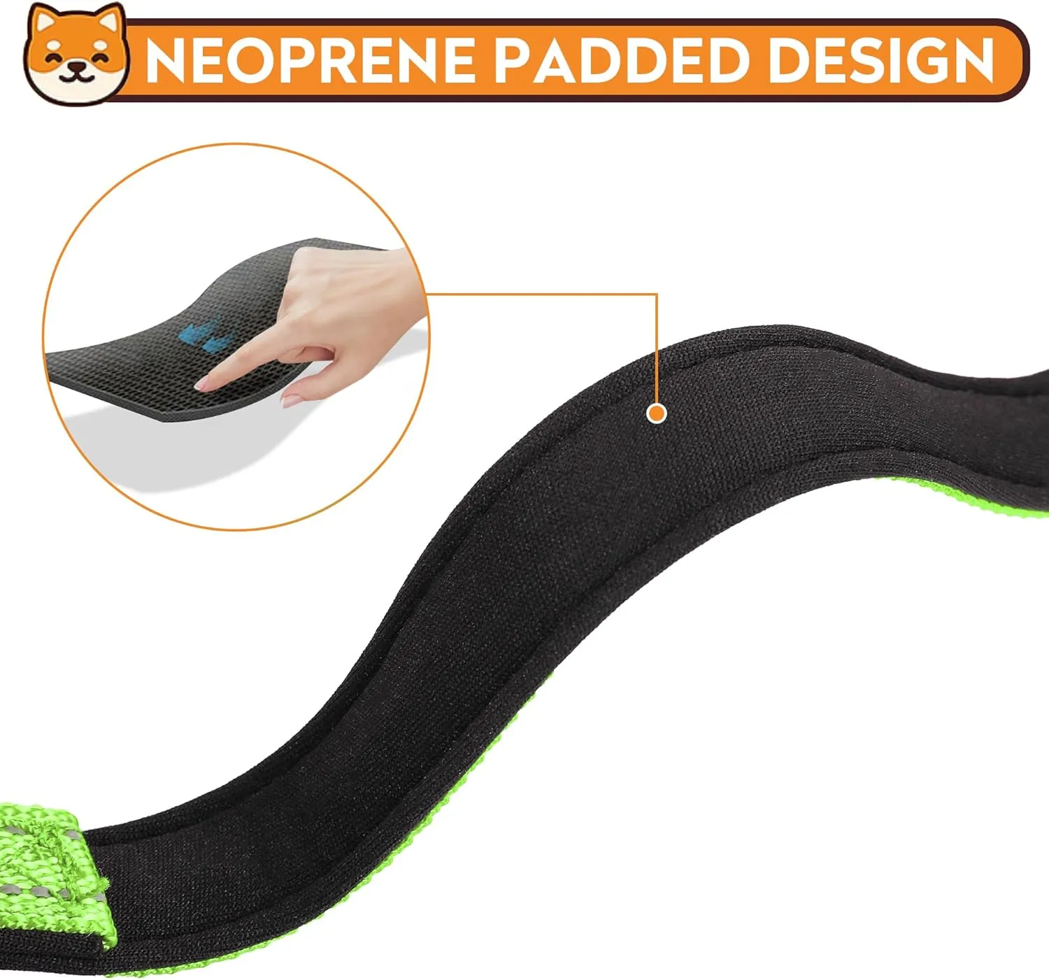 Reflective Dog Collar, Adjustable Soft Neoprene Padded Nylon Pet Collars with Buckle for Large Dogs, Green,L