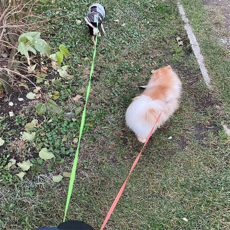 Retractable Dual Dog Leash with Reflective Feature and Flashlight