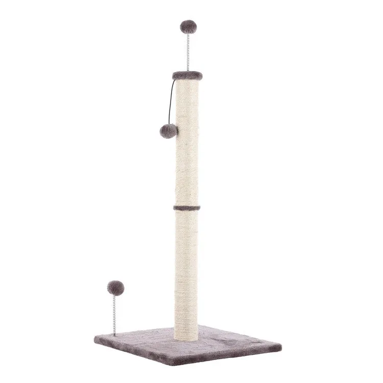 Rylie Farmhouse Sisal Pillar Cat Scratching Post with Fuzzy Toys and Spring Balls