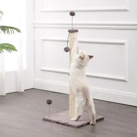 Rylie Farmhouse Sisal Pillar Cat Scratching Post with Fuzzy Toys and Spring Balls