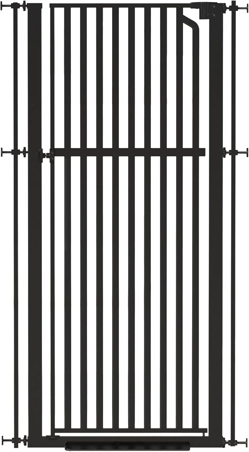 Senneny 63 Extra Tall Cat Gate Auto Close & One-Hand Open, No Drilling Pressure Mounted Kits and Wall Mounted Kits, Metal Pet Gate Fits Openings 29.5 to 33.4 Wide, Black