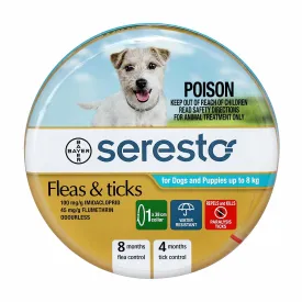 Seresto Flea & Tick Collar for Dogs & Puppies up to 8kg