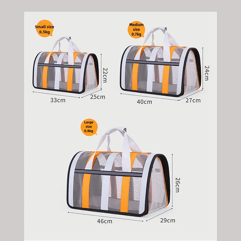 Size M Light Green And White Foldable Pet Carrier Bag - Lightweight, Breathable, and Spacious for All Seasons