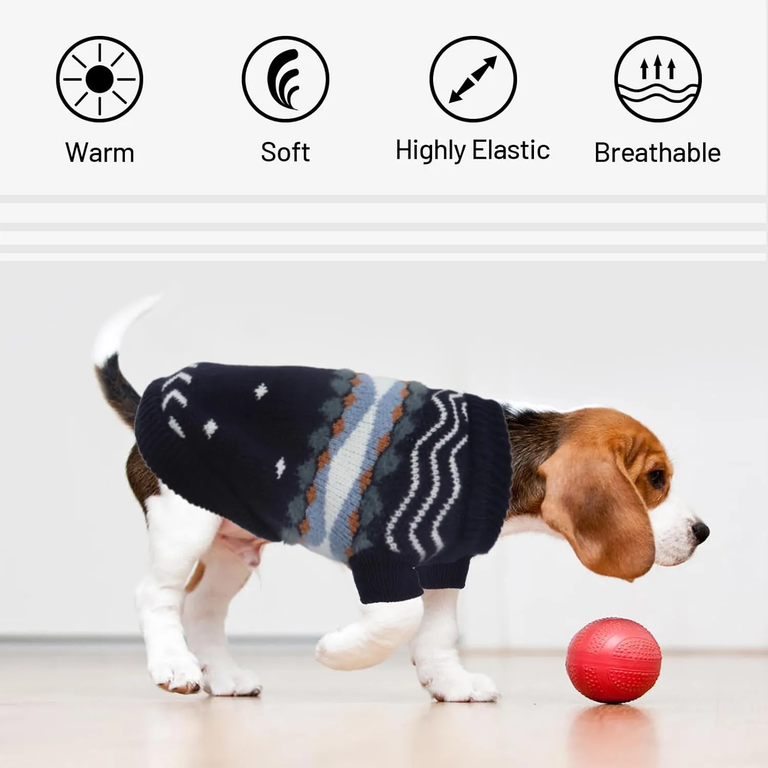 Small Dog Sweater, Soft Warm Dog Sweater for Small Dogs Boys Girls Ugly Pet Clothing Fall Winter Knitted Christmas Sweater Cat Outfits for Sphinx Cat Mini Dachshund, Navy Blue, S