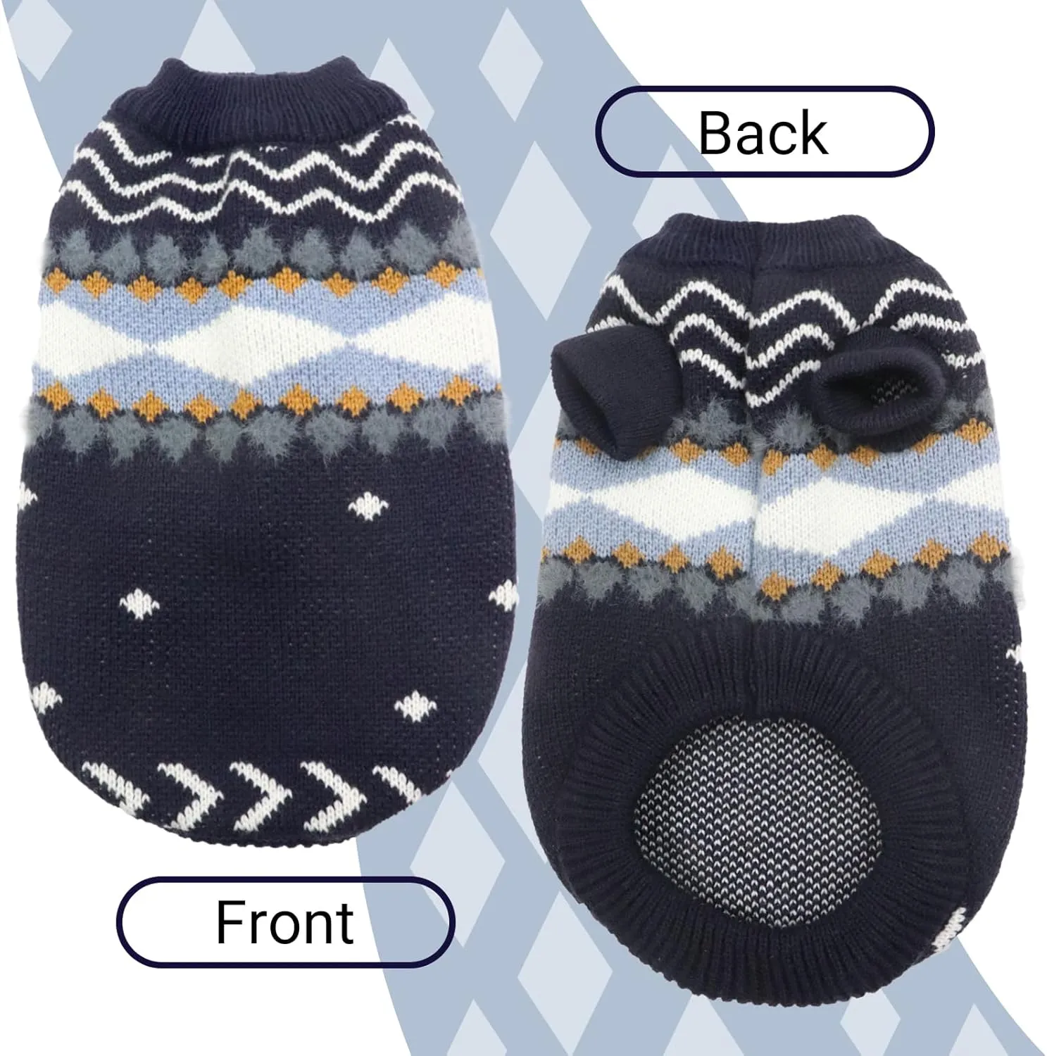 Small Dog Sweater, Soft Warm Dog Sweater for Small Dogs Boys Girls Ugly Pet Clothing Fall Winter Knitted Christmas Sweater Cat Outfits for Sphinx Cat Mini Dachshund, Navy Blue, S
