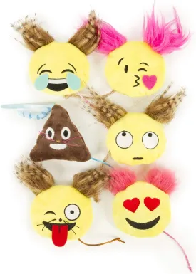 SmartyKat (6 Count Mouse Moods Emoji Bundle Pack Plush Catnip Toys - Yellow/Brown, 6 Count