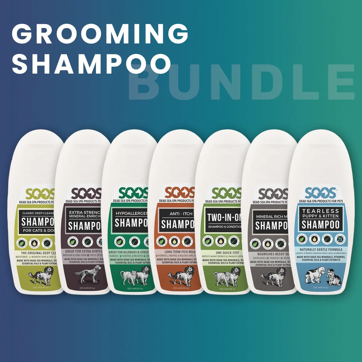 Soos™ Dead Sea Pet Grooming Shampoo Bundle For Dogs & Cats