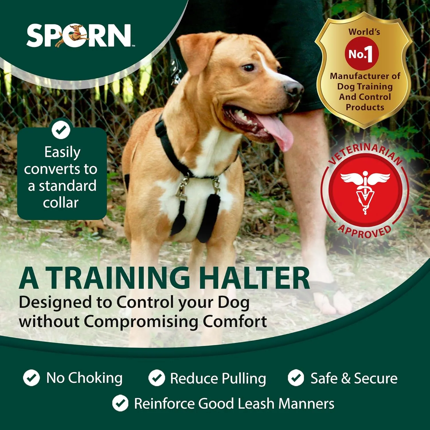 Sporn Original Training Halter, No Pull Dog Harness for Large Dogs with Red Padded Sherpa Sleeves, Breathable Dog Harness No Pull, Provides to All Large Sized Breeds