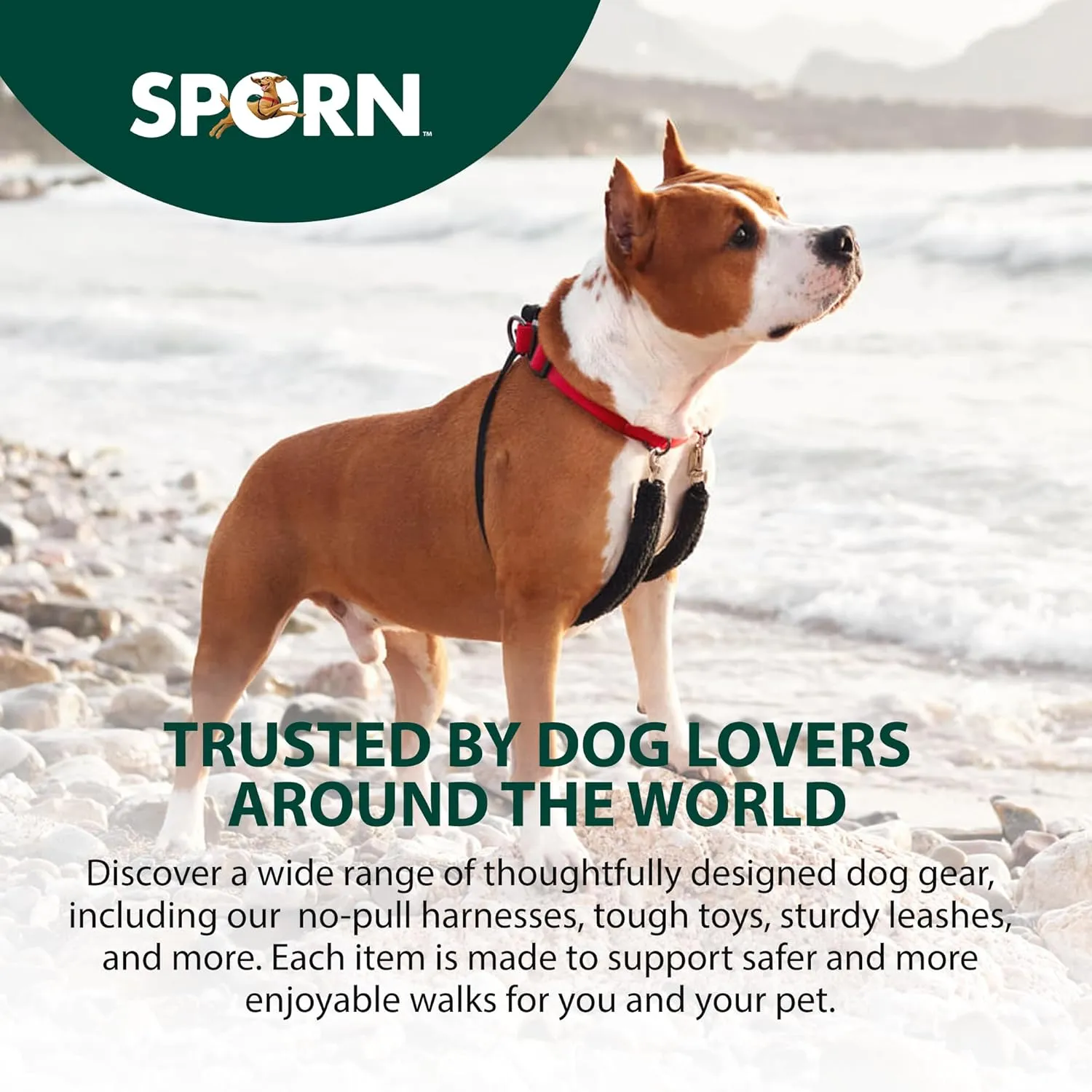 Sporn Original Training Halter, No Pull Dog Harness for Large Dogs with Red Padded Sherpa Sleeves, Breathable Dog Harness No Pull, Provides to All Large Sized Breeds
