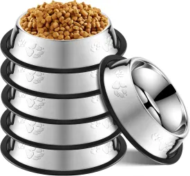 Tanlade 8 Pack Stainless Steel Dog Bowls Metal with Rubber Base Non-Slip Pets Cats Feeding Food and Water Bowls for Indoor Small Medium Large Cats Pets(47.3 oz)