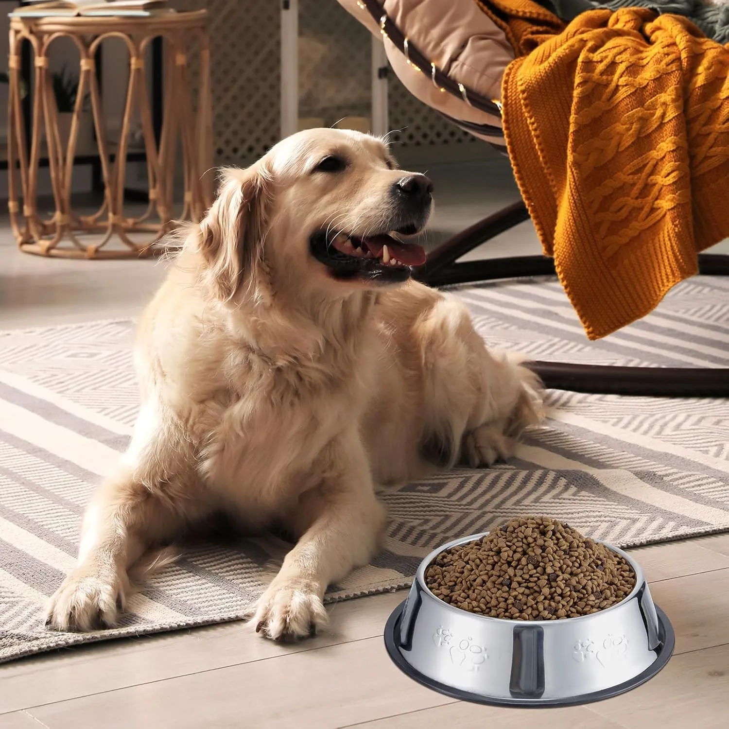 Tanlade 8 Pack Stainless Steel Dog Bowls Metal with Rubber Base Non-Slip Pets Cats Feeding Food and Water Bowls for Indoor Small Medium Large Cats Pets(47.3 oz)