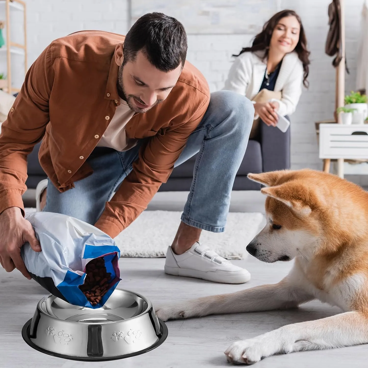 Tanlade 8 Pack Stainless Steel Dog Bowls Metal with Rubber Base Non-Slip Pets Cats Feeding Food and Water Bowls for Indoor Small Medium Large Cats Pets(47.3 oz)