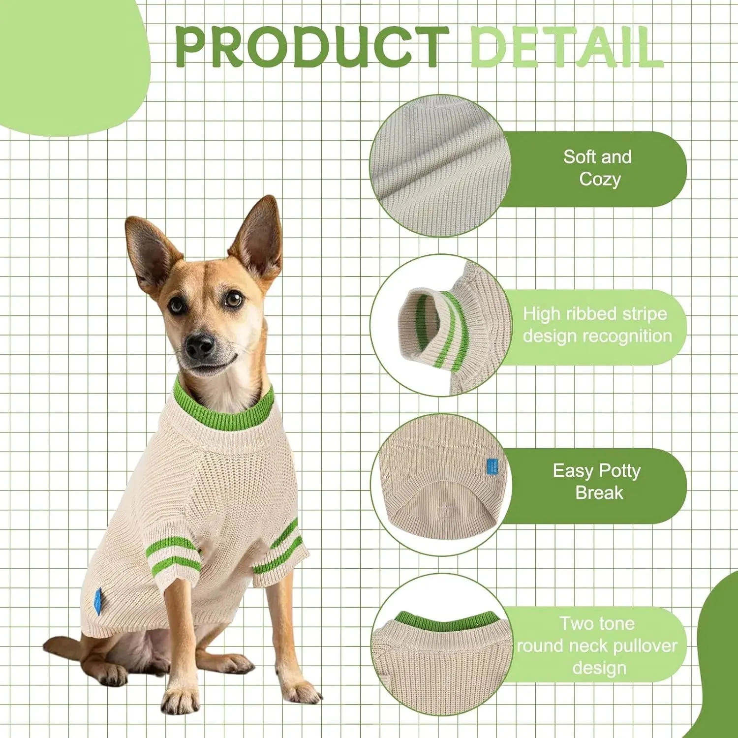 Two Tone Stacked Round Neck Pullover Dog Sweater, Pet Dogs Sweaters, Knitted Dog Clothing,Pet Clothes, Suitable for Dogs of All Seasons and Types(Apricot, M)