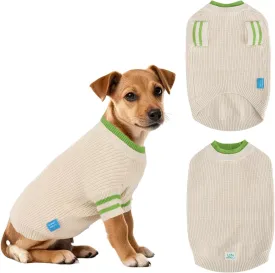 Two Tone Stacked Round Neck Pullover Dog Sweater, Pet Dogs Sweaters, Knitted Dog Clothing,Pet Clothes, Suitable for Dogs of All Seasons and Types(Apricot, M)