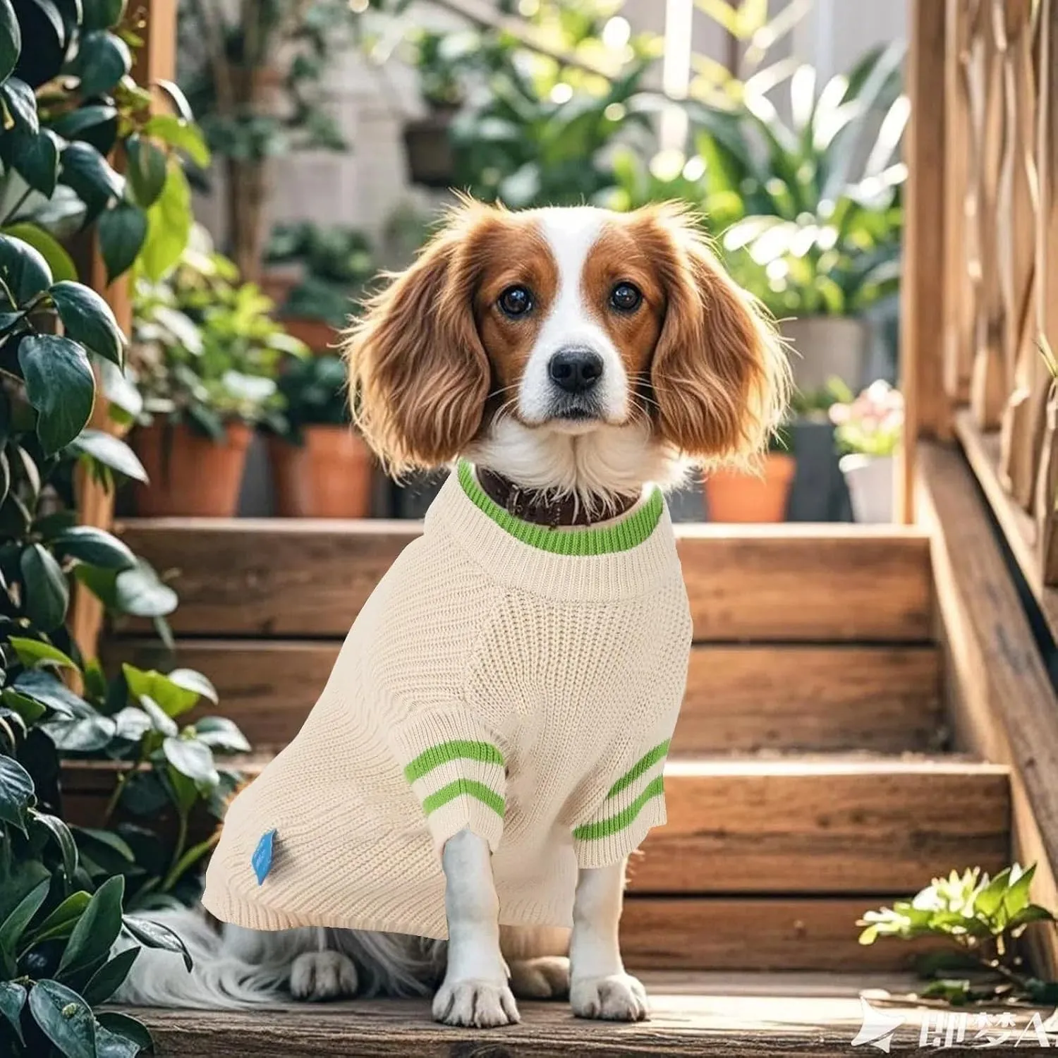 Two Tone Stacked Round Neck Pullover Dog Sweater, Pet Dogs Sweaters, Knitted Dog Clothing,Pet Clothes, Suitable for Dogs of All Seasons and Types(Apricot, M)