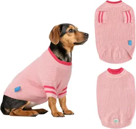 Two Tone Stacked Round Neck Pullover Dog Sweater, Pet Dogs Sweaters, Knitted Dog Clothing,Pet Clothes, Suitable for Dogs of All Seasons and Types(Pink, M)