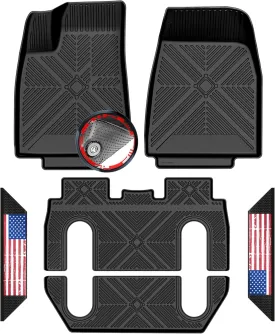 TYG Anti-Slip 3D Floor Mats 6Pcs Custom Fit 2015-2020 Tesla Model X 6 Seater | All-Weather Rubber Car Floor Liners for SUV with Weather Strips for Winter, Ski, Hunting, Camping | Cool Stuff for Tesla
