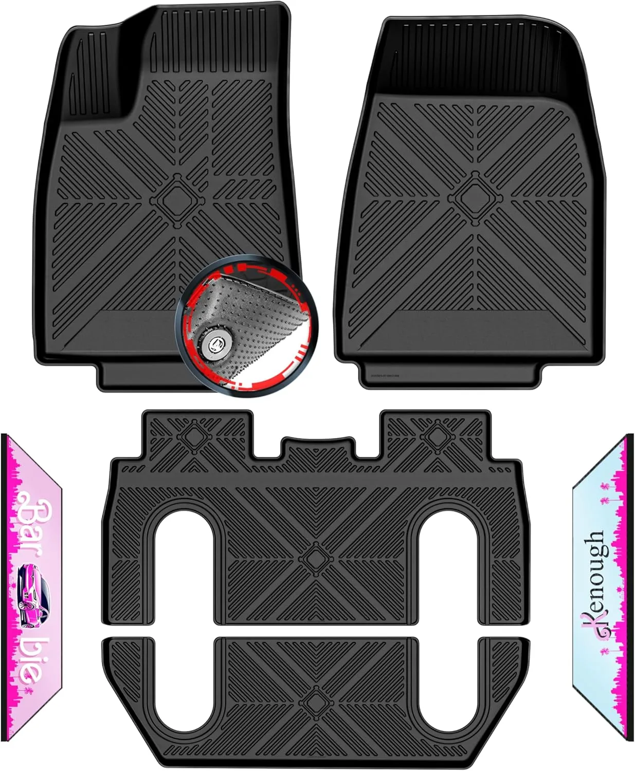 TYG Anti-Slip 6Pcs Custom Floor Mats for 2015-2020 Tesla Model X 6 Seater | All-Weather Car Floor Liners for SUV with Weather Strips | Automotive Carpet for Winter, Ski, Hunting | Cool Stuff for Tesla