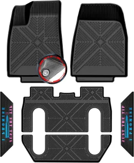TYG Anti-Slip All-Weather Floor Mats 6Pcs Custom Fit 2015-2020 Tesla Model X 6 Seater | Rubber Car Floor Liners for SUV w/Weather Strips | Automotive Carpet for Winter Hunting | Cool Stuff for Tesla