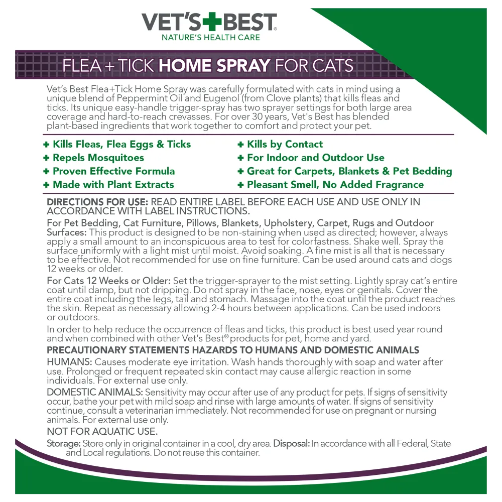 Vet's Best Flea and Tick Home Spray for Cats